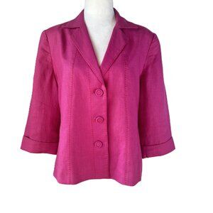 💕Windmoor :Bold & Beautiful Vintage-vibe  Fuchsia 100% Linen Jacket size 12